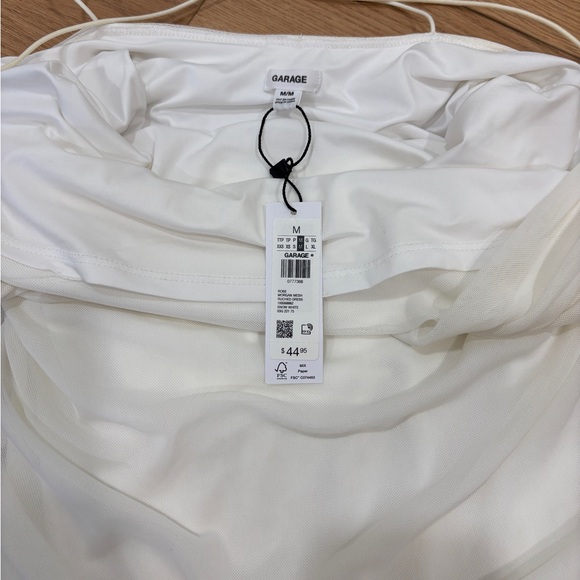 NEW Garage Morgan White Ruched Mesh Mini Dress Cami Bodycon Size M - Picture 6 of 9